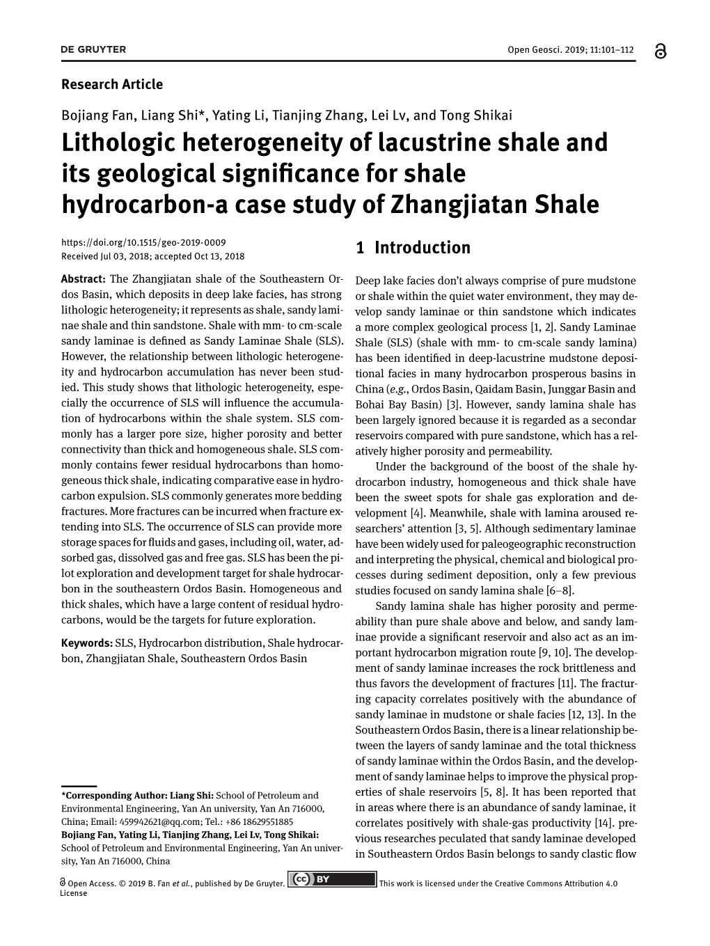 Lithologic Heterogeneity of Lacustrine Shale and Its Geological