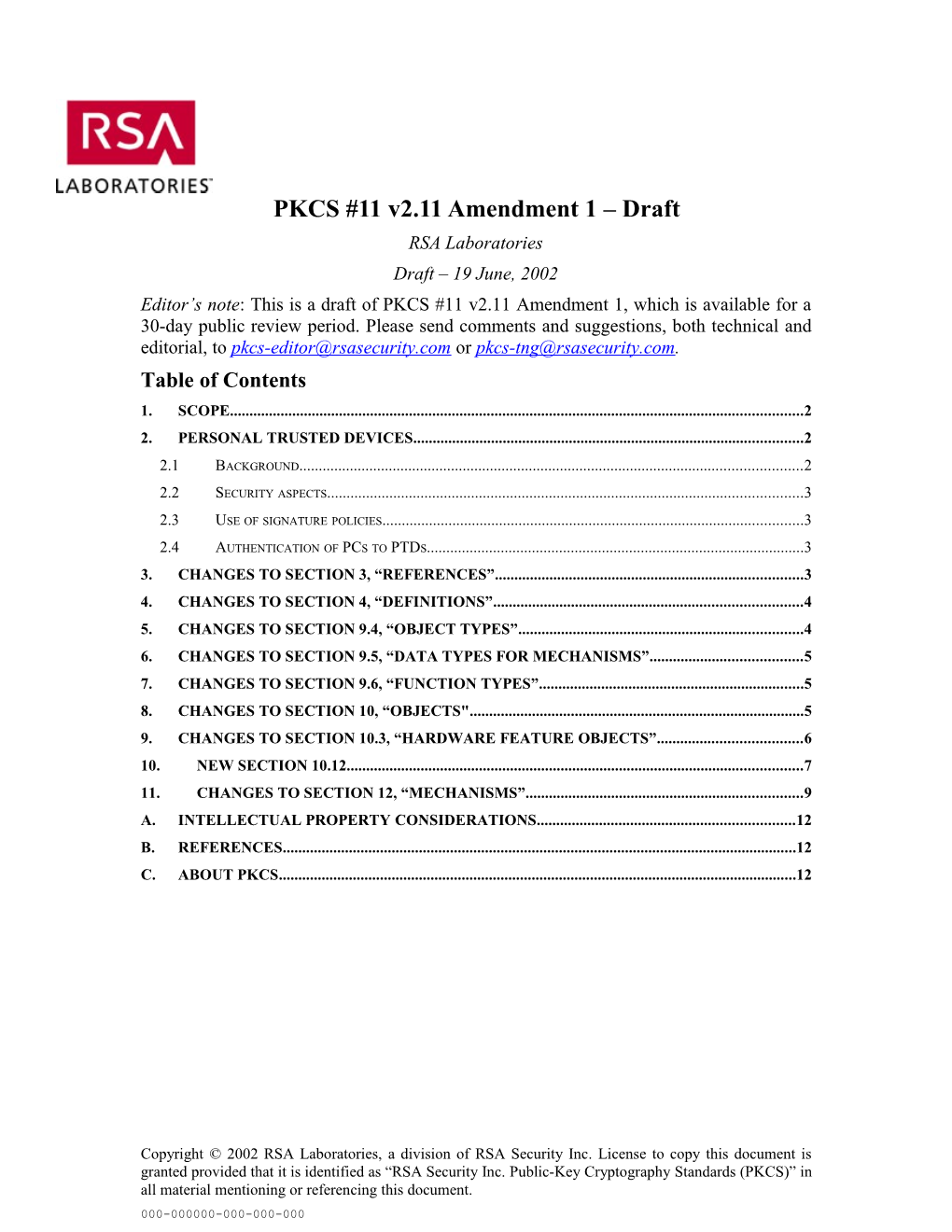 PKCS #11 V2.11 Amendment 1 Draft 8