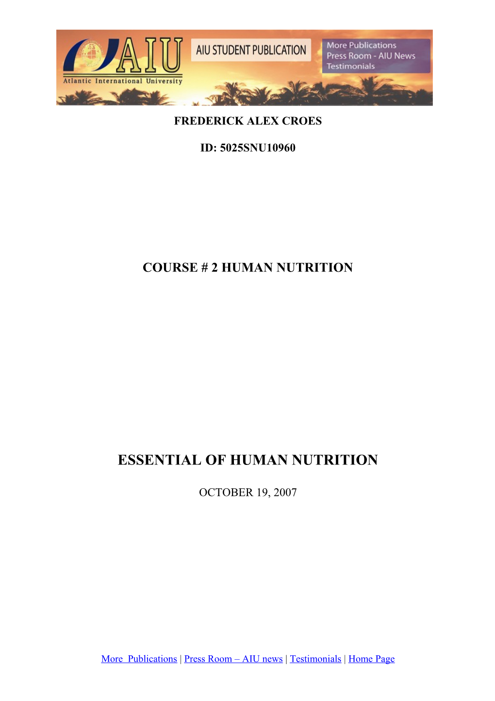 Essentials of Human Nutrition