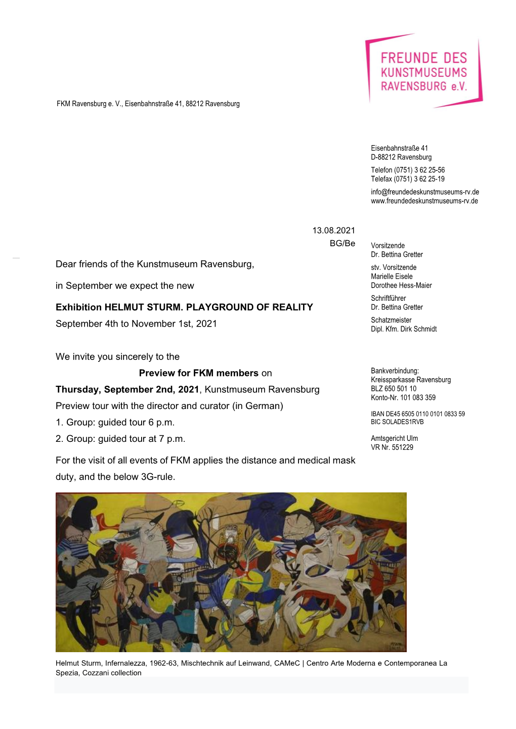 Dear Friends of the Kunstmuseum Ravensburg, in September We