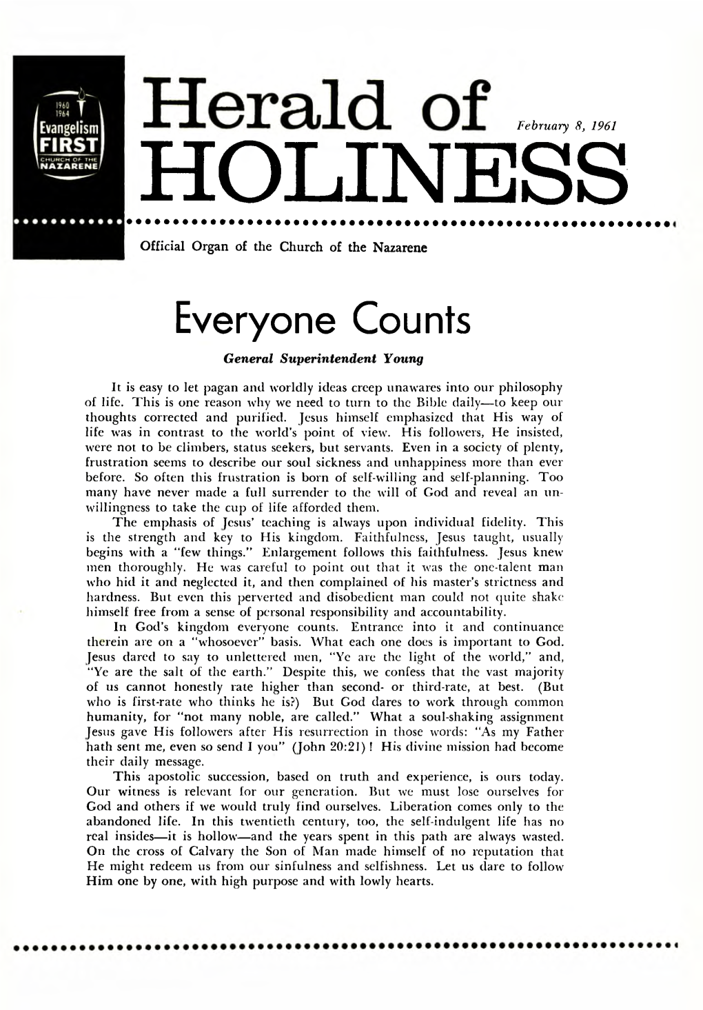 Herald of Holiness Volume 49 Number 50 (1961)