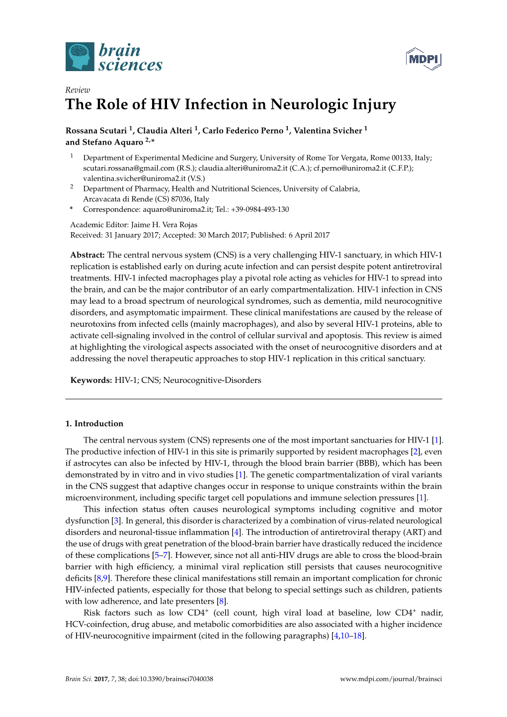 The Role of HIV Infection in Neurologic Injury