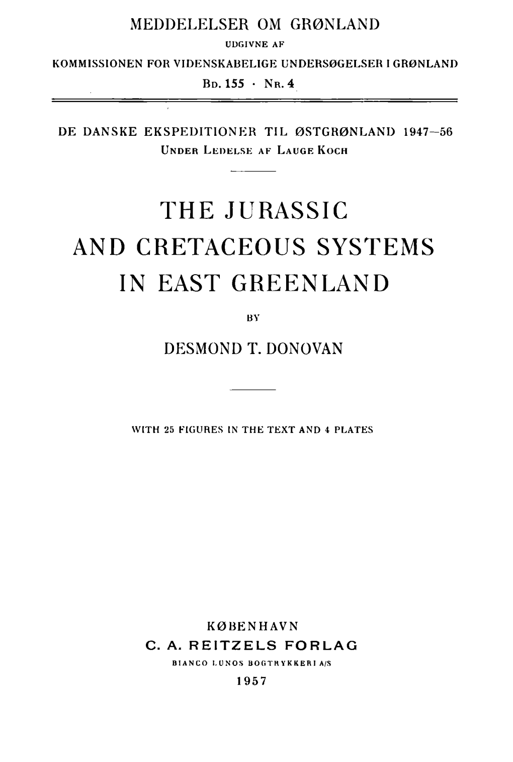 The Jurassic and Cretaceous Systems in East Greenland