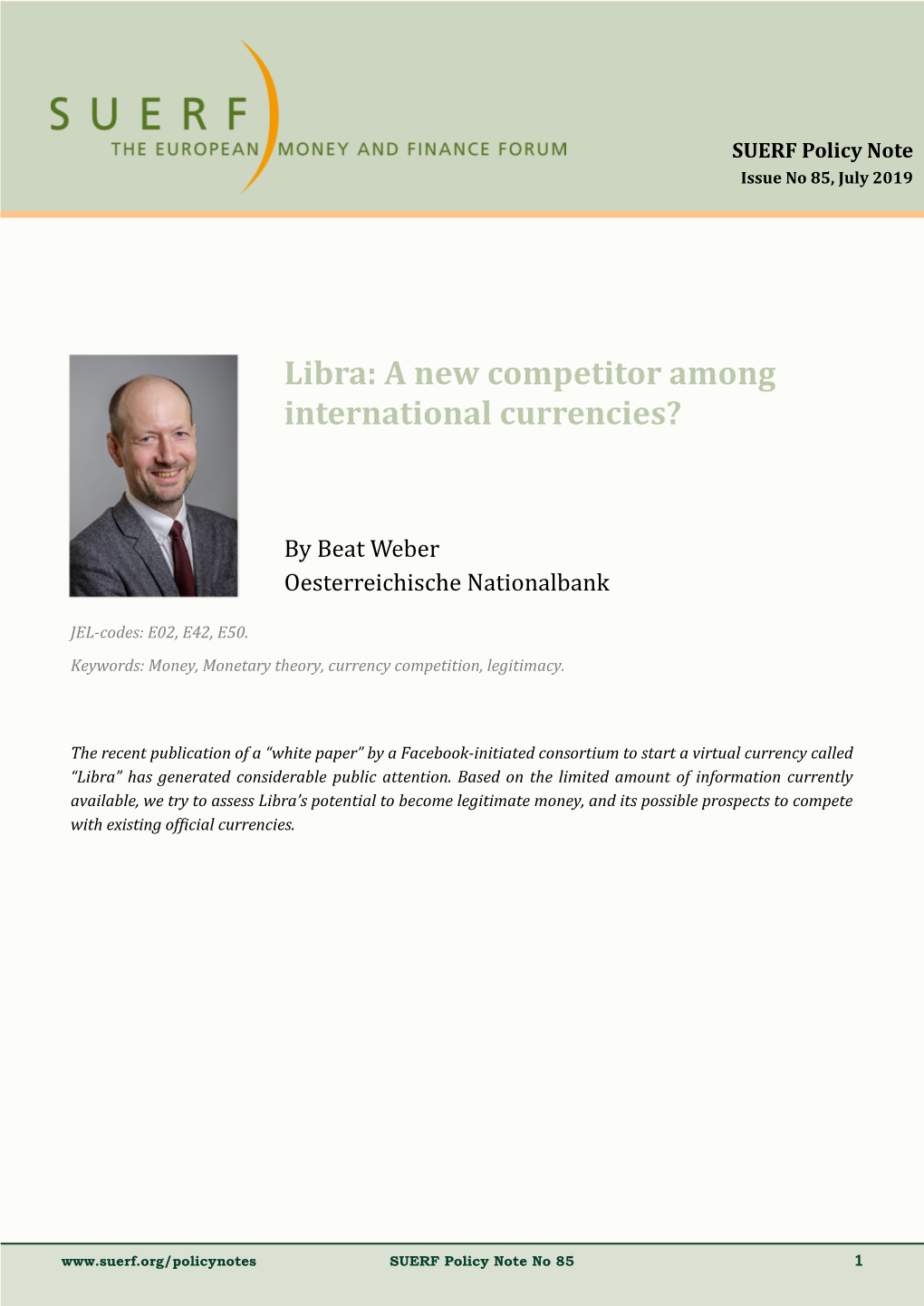 Libra: a New Competitor Among International Currencies?