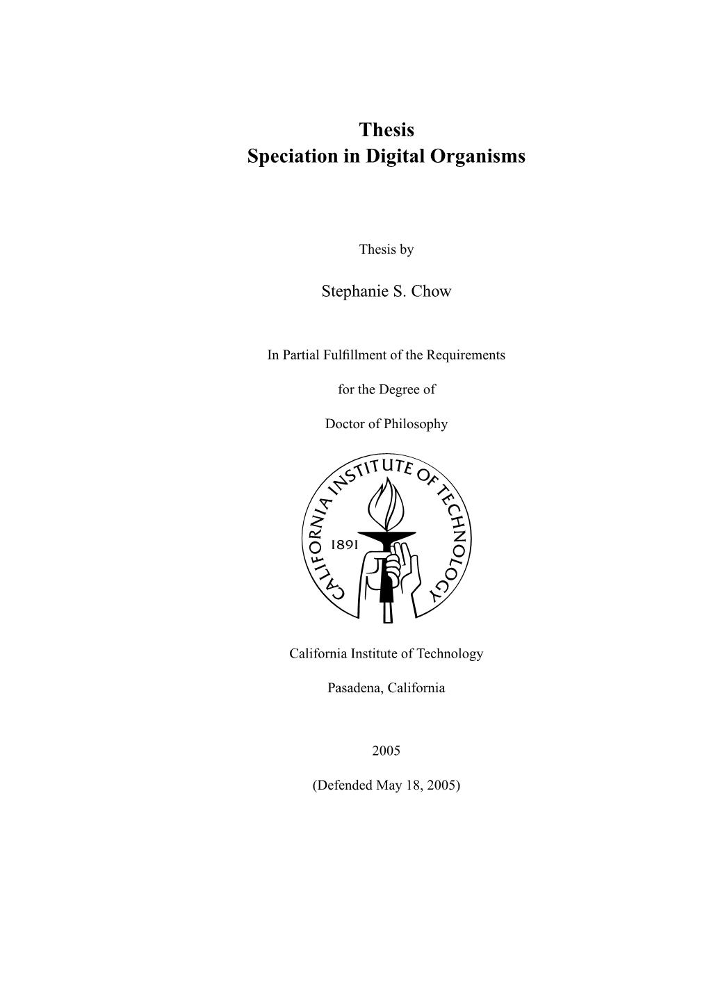 Thesis Speciation in Digital Organisms