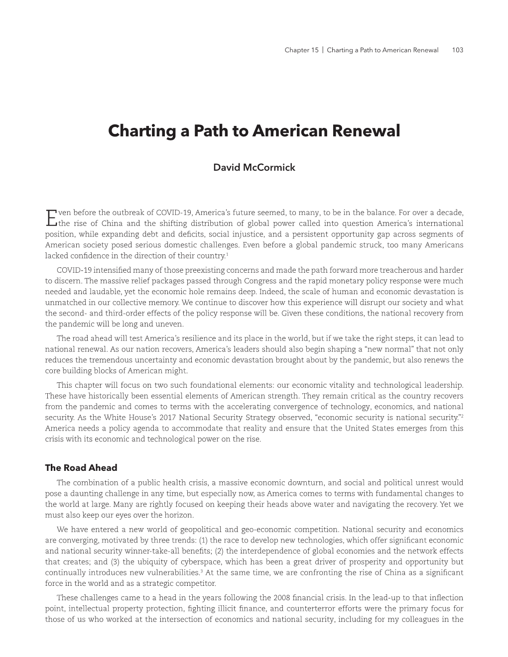 Charting a Path to American Renewal 103
