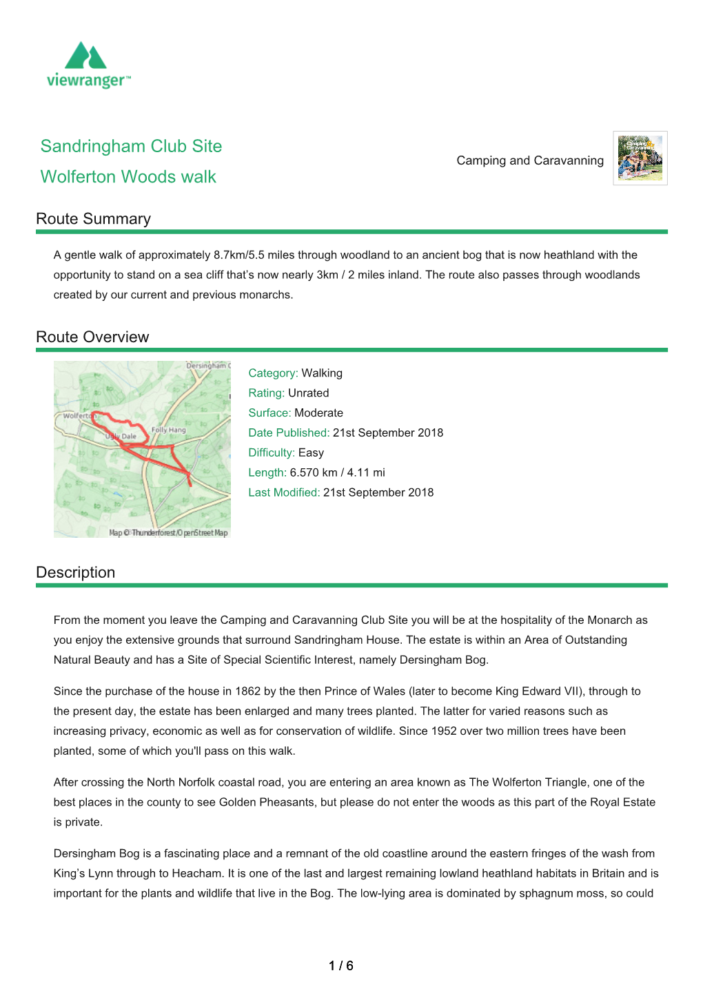 Sandringham Club Site Wolferton Woods Walk