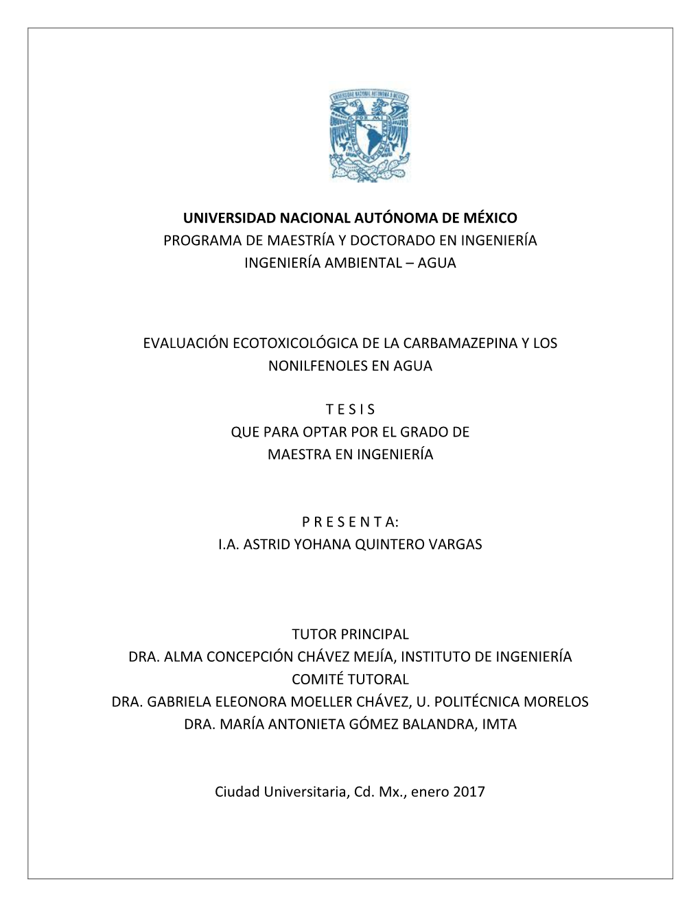 Evaluación Ecotoxicológica De La Carbamazepina Y Los Nonilfenoles En Agua