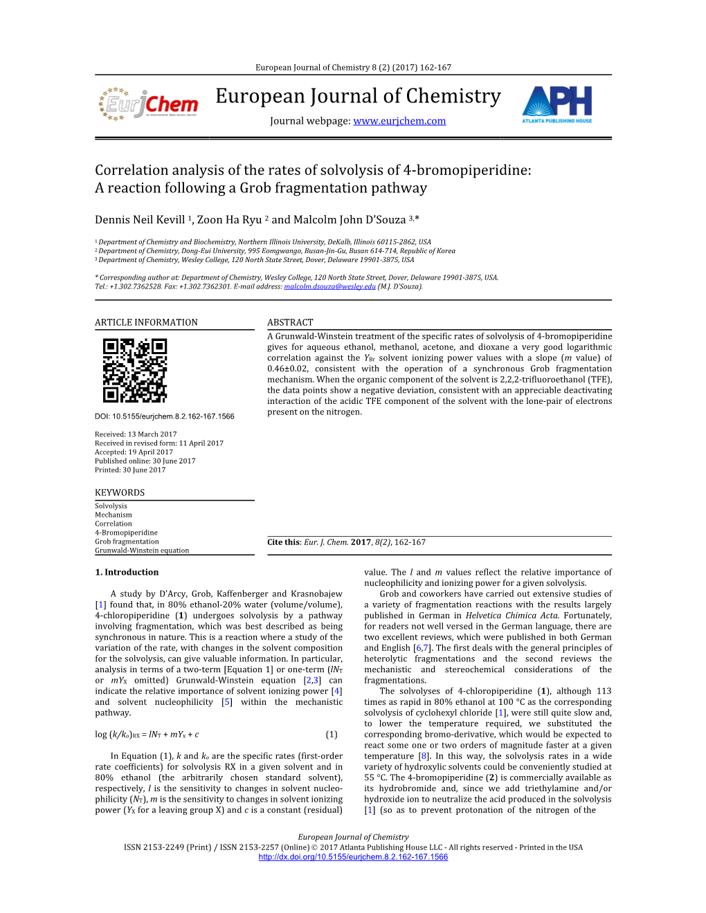 European Journal of Chemistry 8 (2) (2017) 162‐167