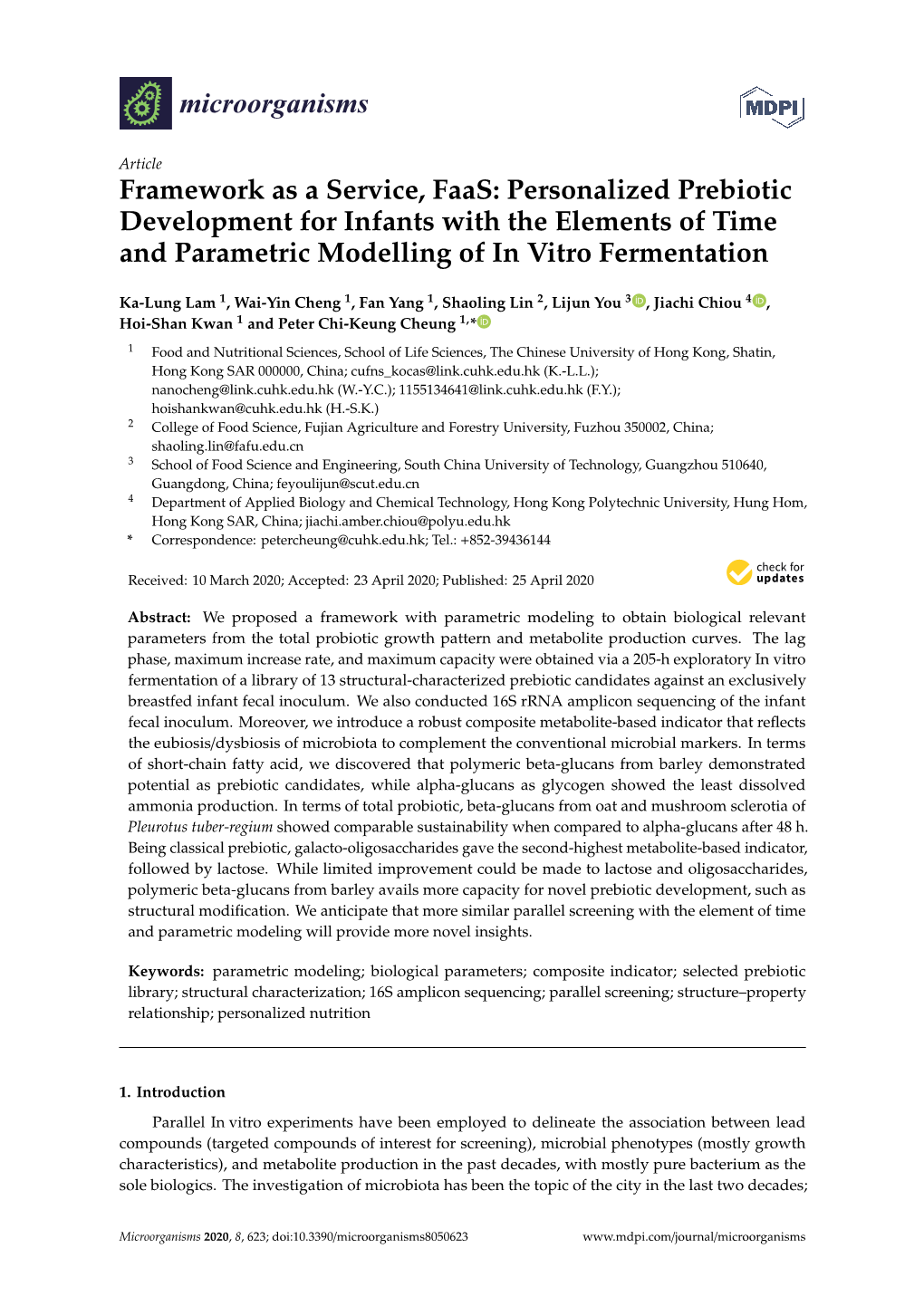 Personalized Prebiotic Development for Infants with the Elements of Time and Parametric Modelling of in Vitro Fermentation