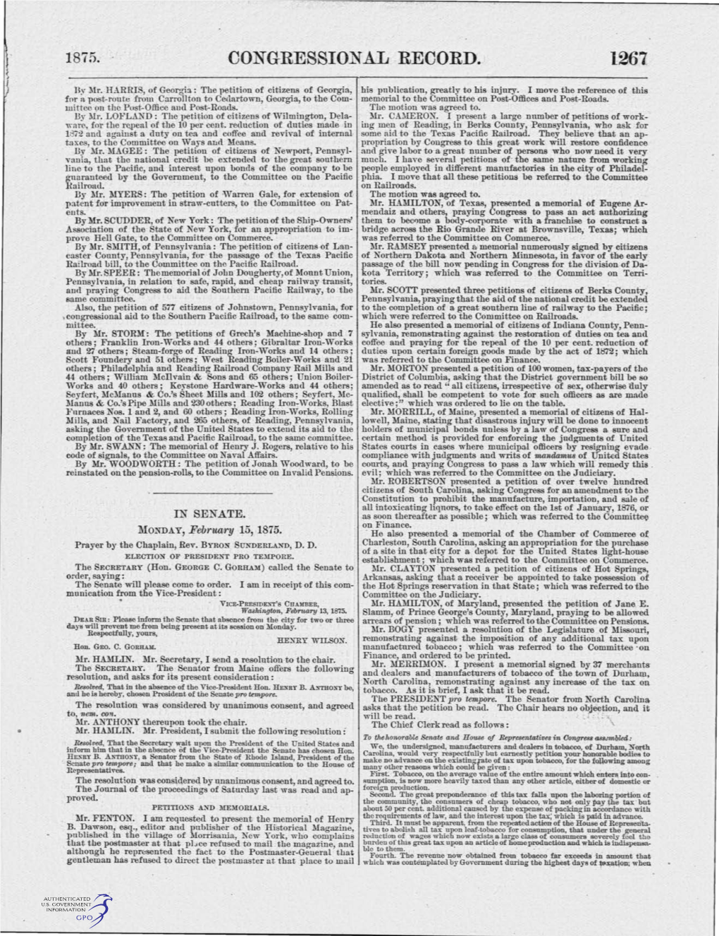 Congressional Record. 1267