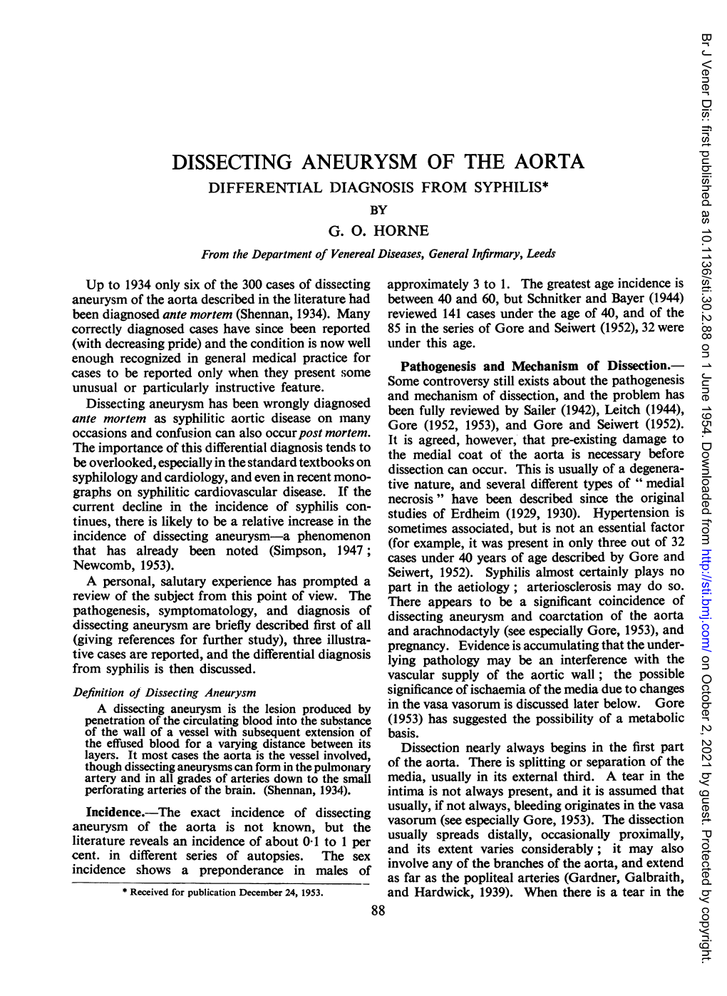 Dissecting Aneurysm of the Aorta Differential Diagnosis from Syphilis* by G
