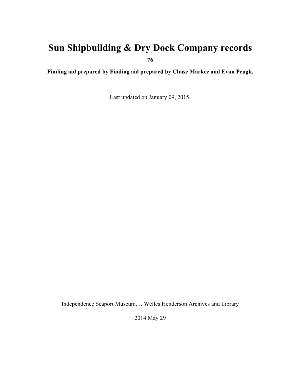 Sun Shipbuilding & Dry Dock Company Records