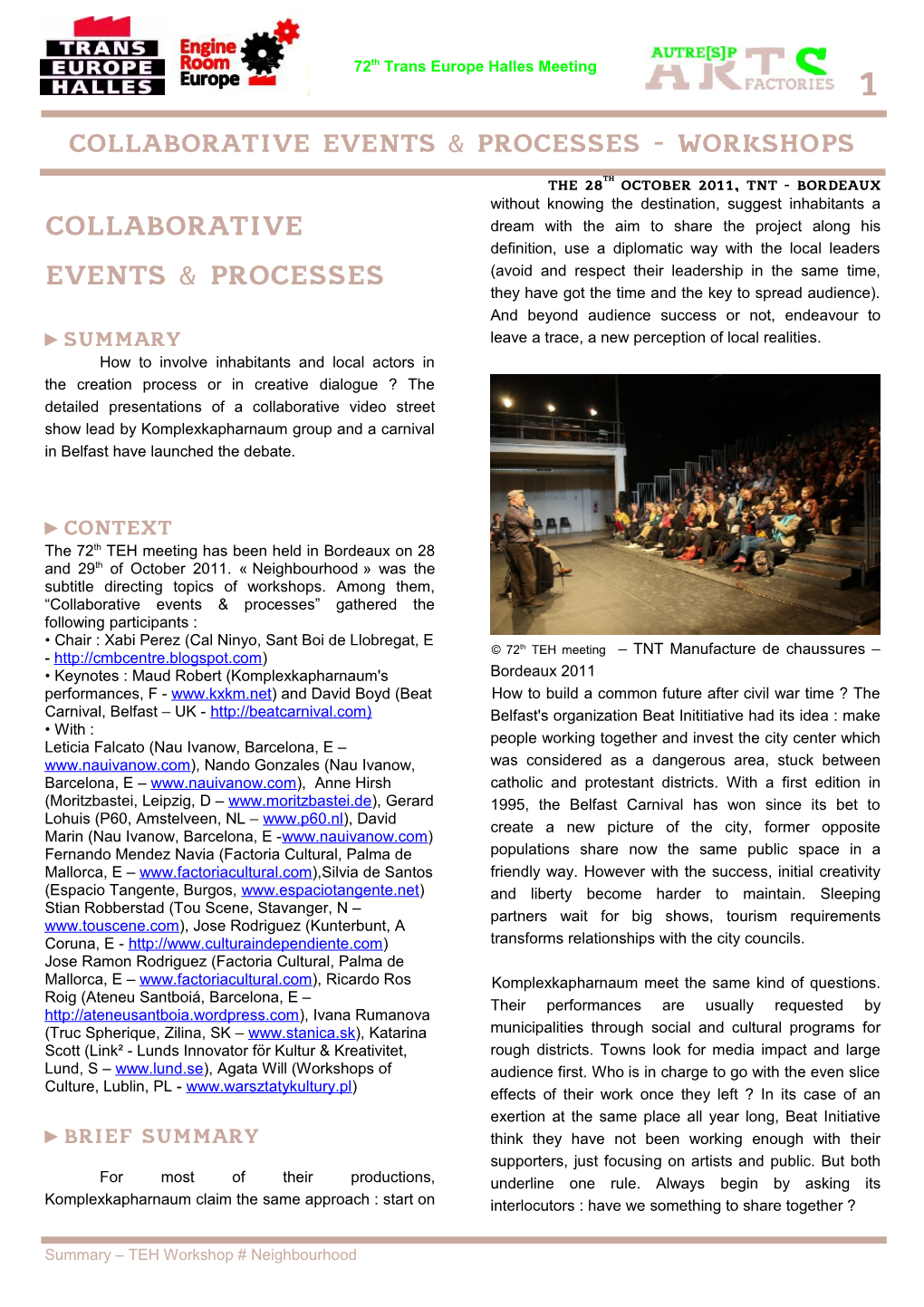 Collaborative Events Processes &