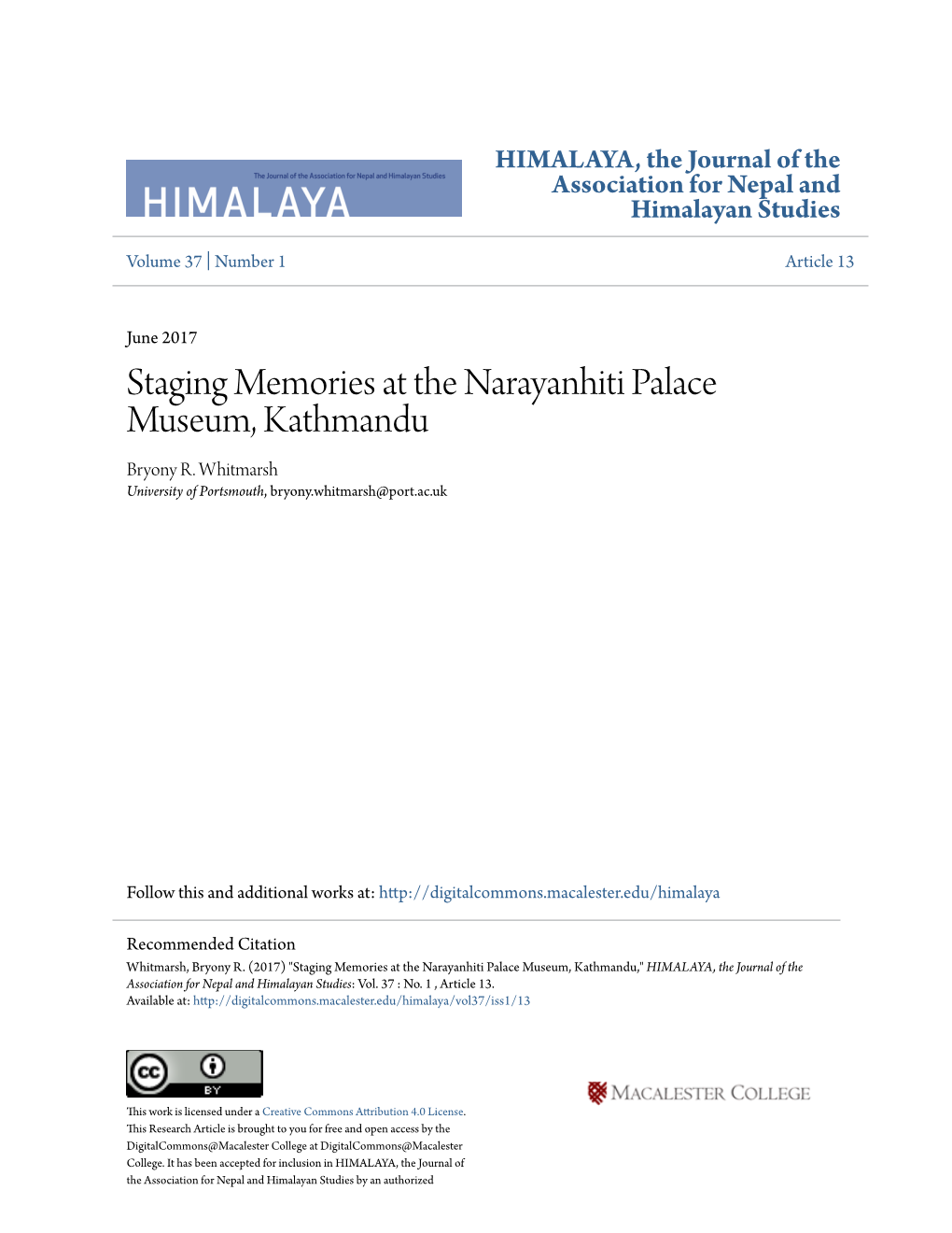 Staging Memories at the Narayanhiti Palace Museum, Kathmandu Bryony R