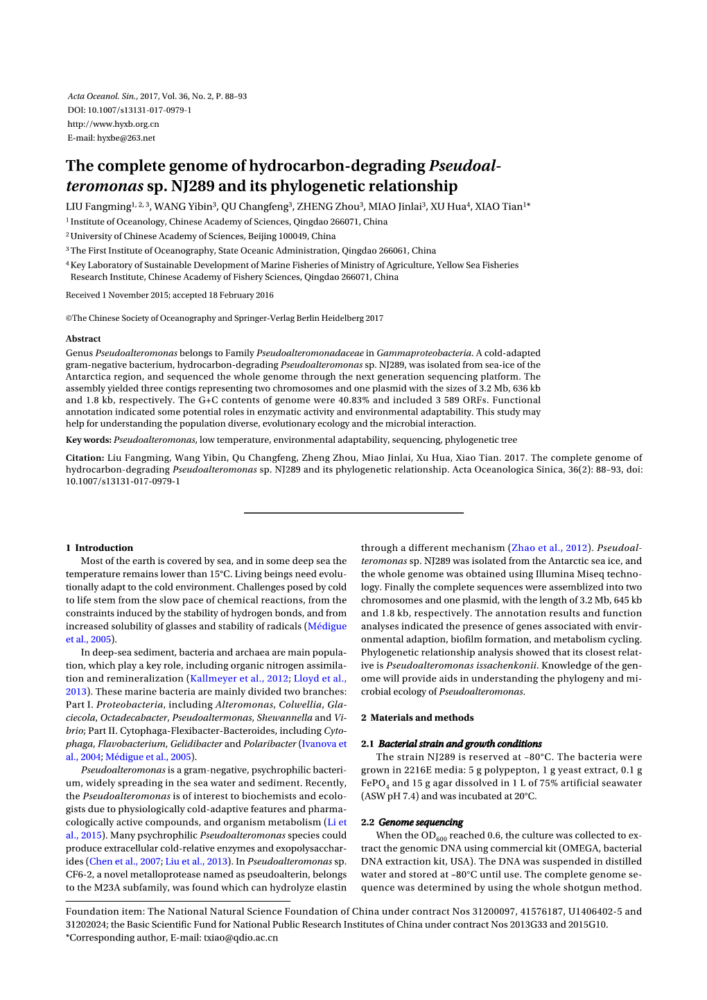 The Complete Genome of Hydrocarbon-Degrading Pseudoal- Teromonas Sp