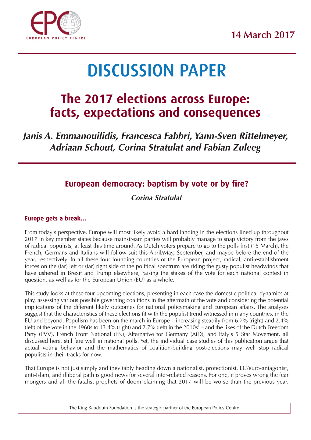 2017 Elections Across Europe: Facts, Expectations and Consequences