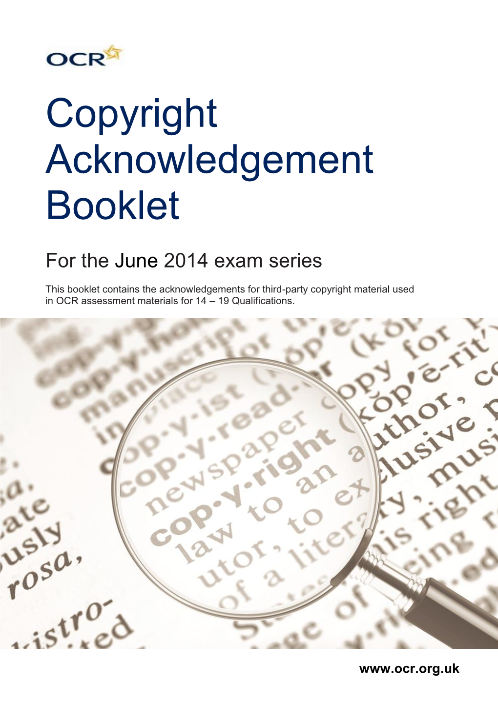 Copyright Acknowledgement Booklet