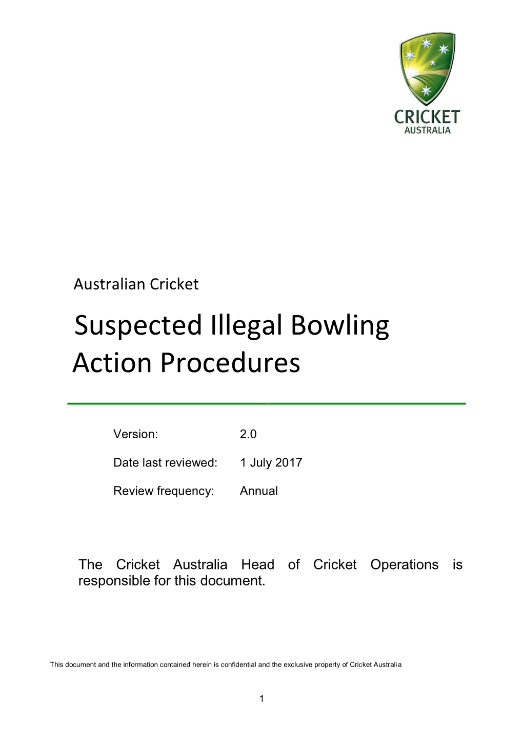 Suspected Illegal Bowling Action Procedures