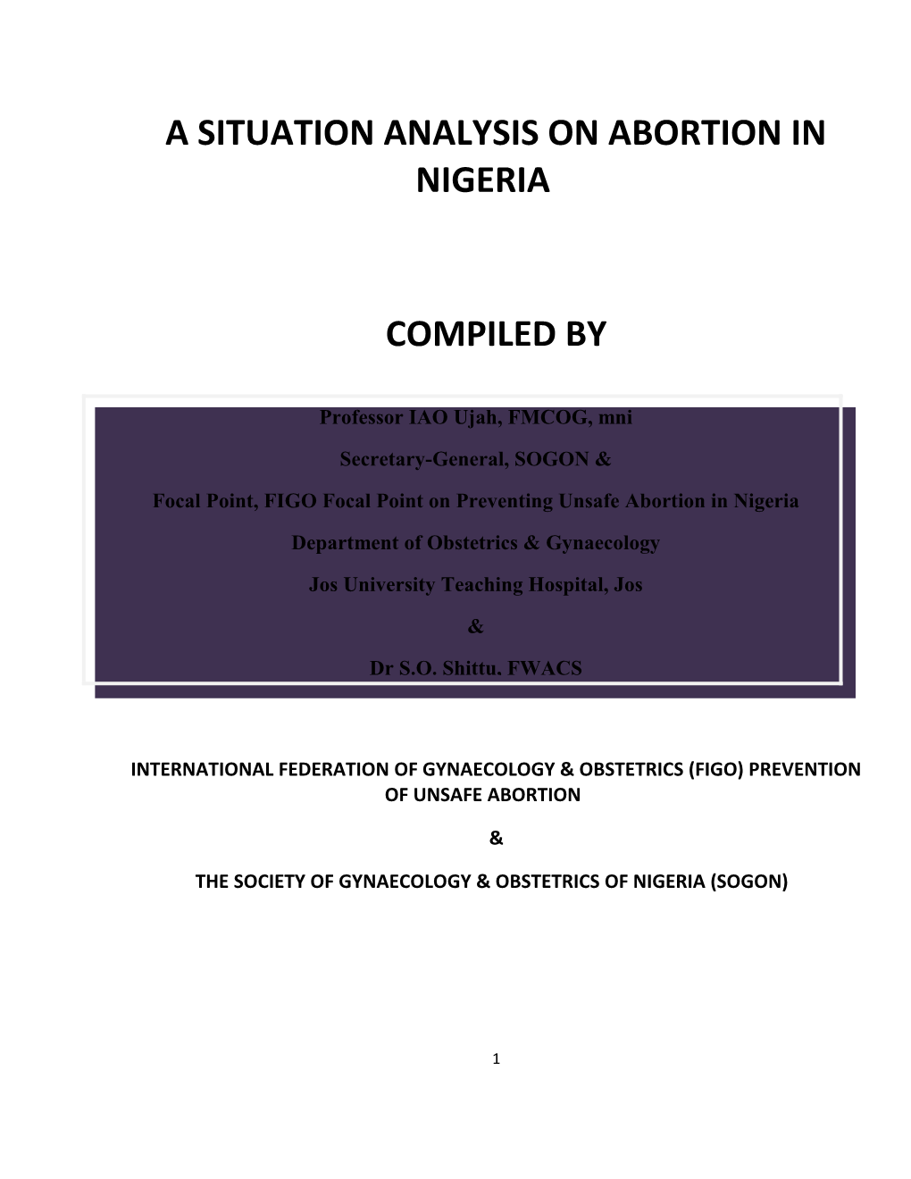 A Situation Analysis on Abortion in Nigeria