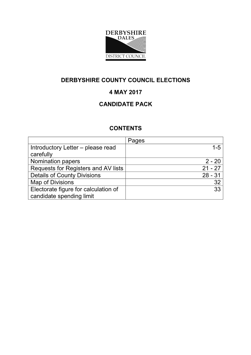 Derbyshire County Council Elections