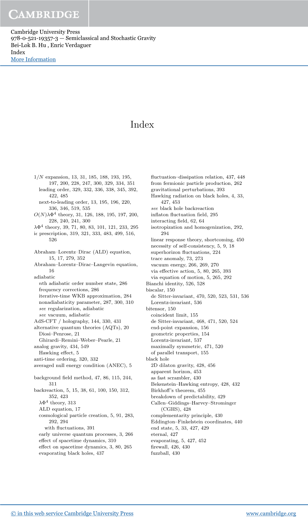 Cambridge University Press 978-0-521-19357-3 — Semiclassical and Stochastic Gravity Bei-Lok B