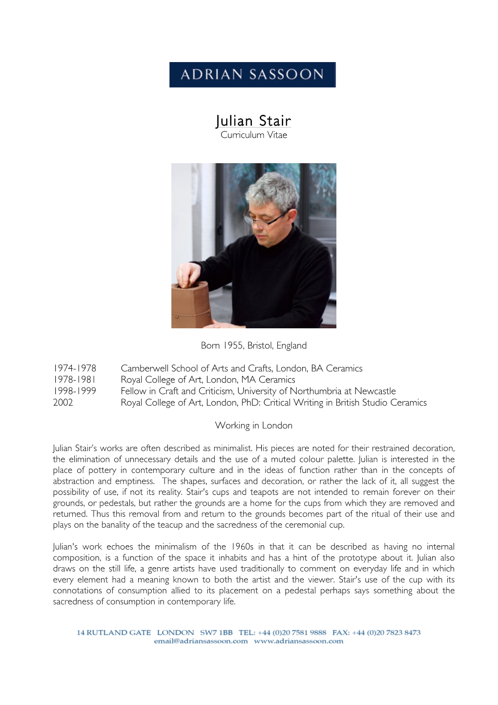 Julian Stair Curriculum Vitae