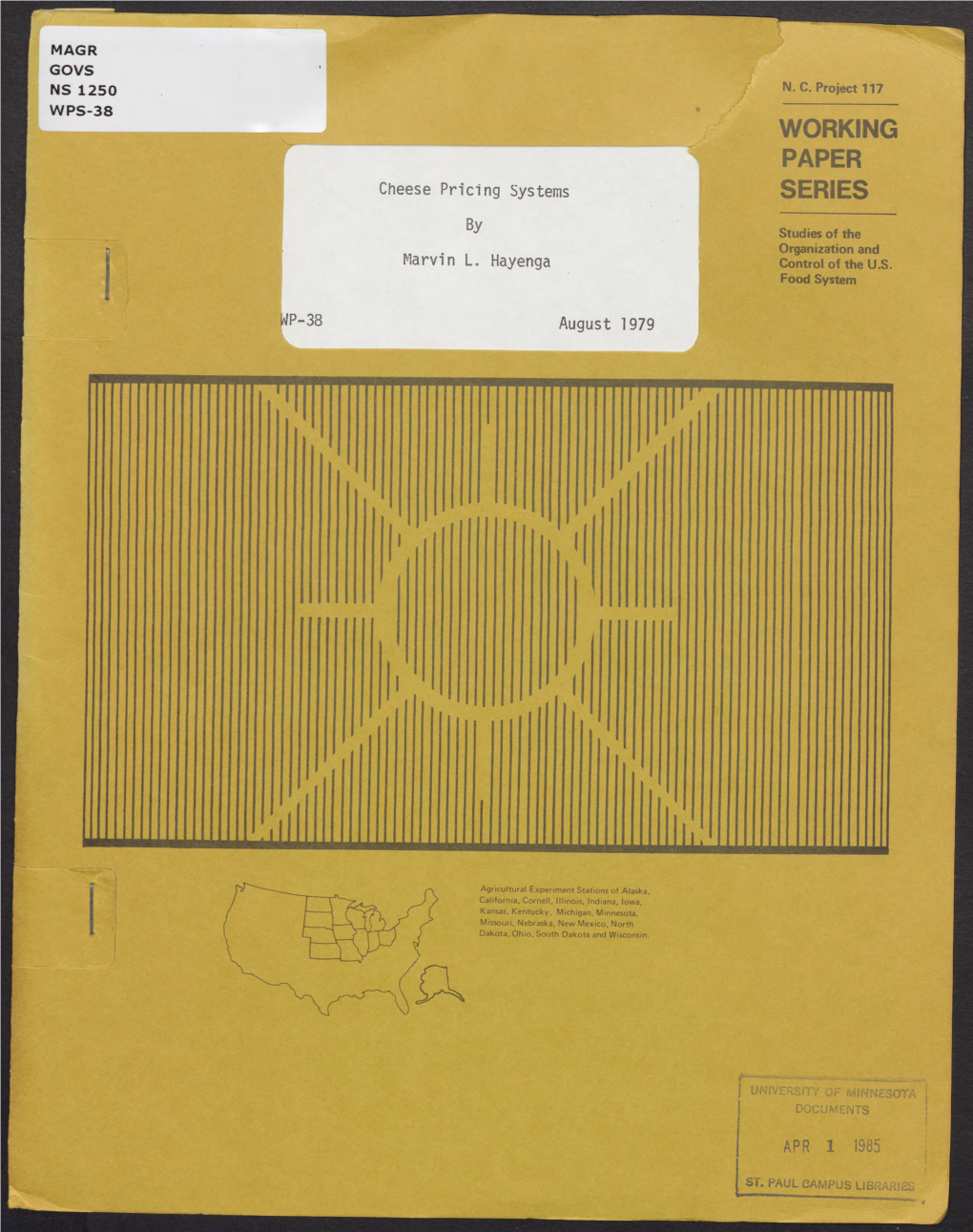 Cheese Pricing Systems SERIES by Studies of the Organization and Marvin L