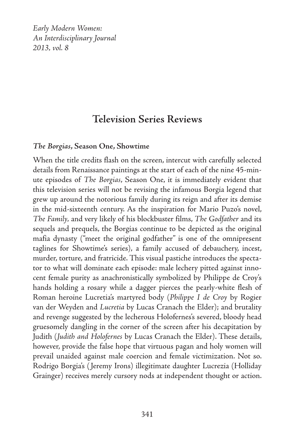 Television Series Reviews