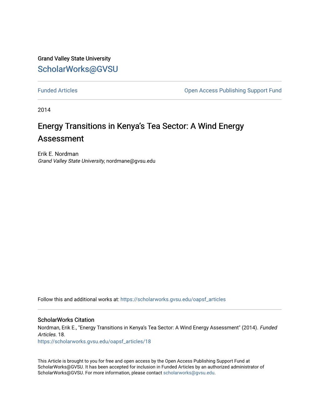 Energy Transitions in Kenya's Tea Sector: a Wind Energy Assessment