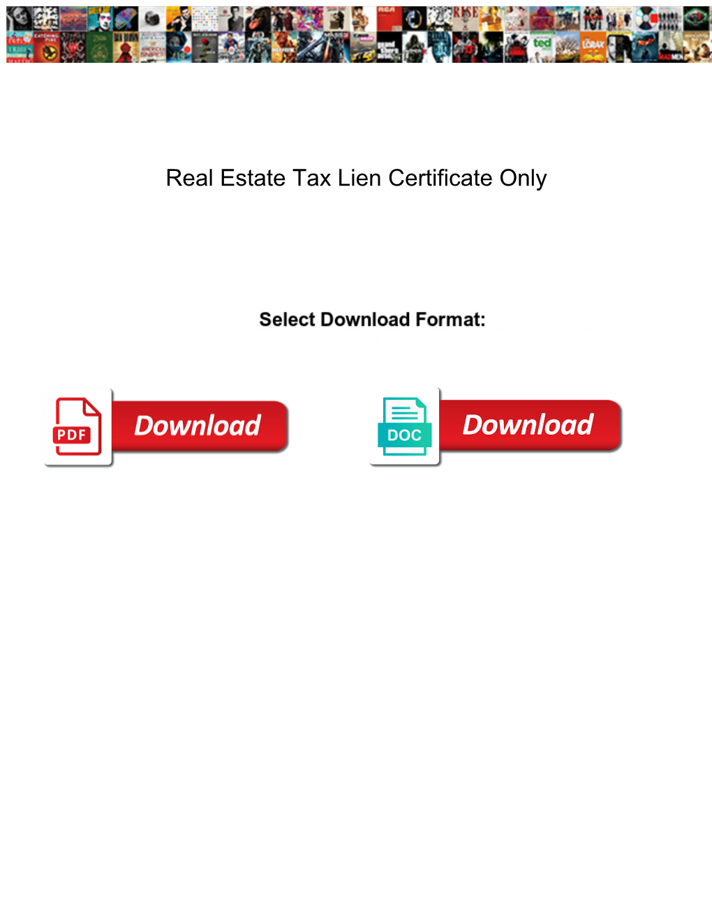 Real Estate Tax Lien Certificate Only