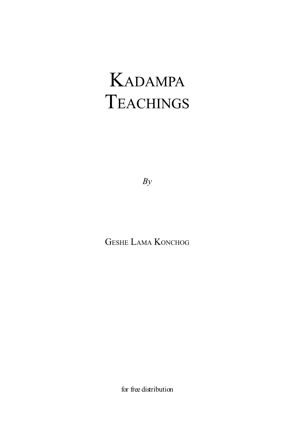 Kadampa Teachings