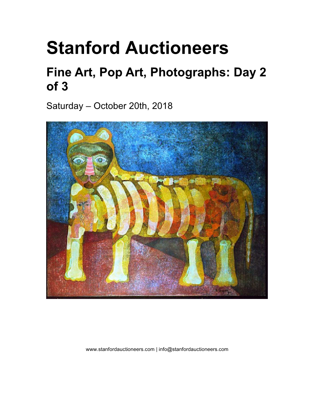 Stanford Auctioneers Fine Art, Pop Art, Photographs: Day 2 of 3 Saturday – October 20Th, 2018