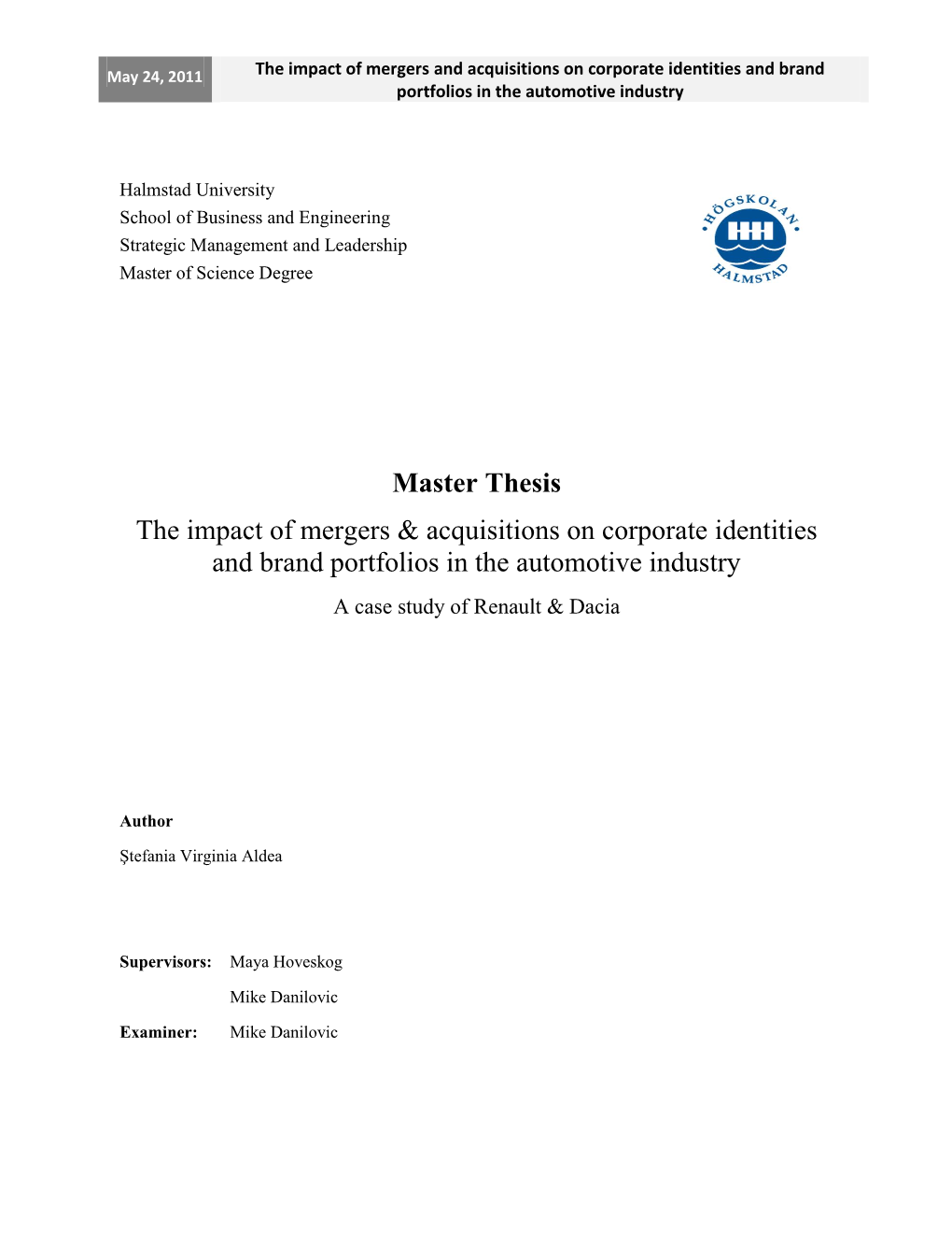 The Impact of Mergers and Acquisitions on Corporate Identities and Brand Portfolios in the Automotive Industry