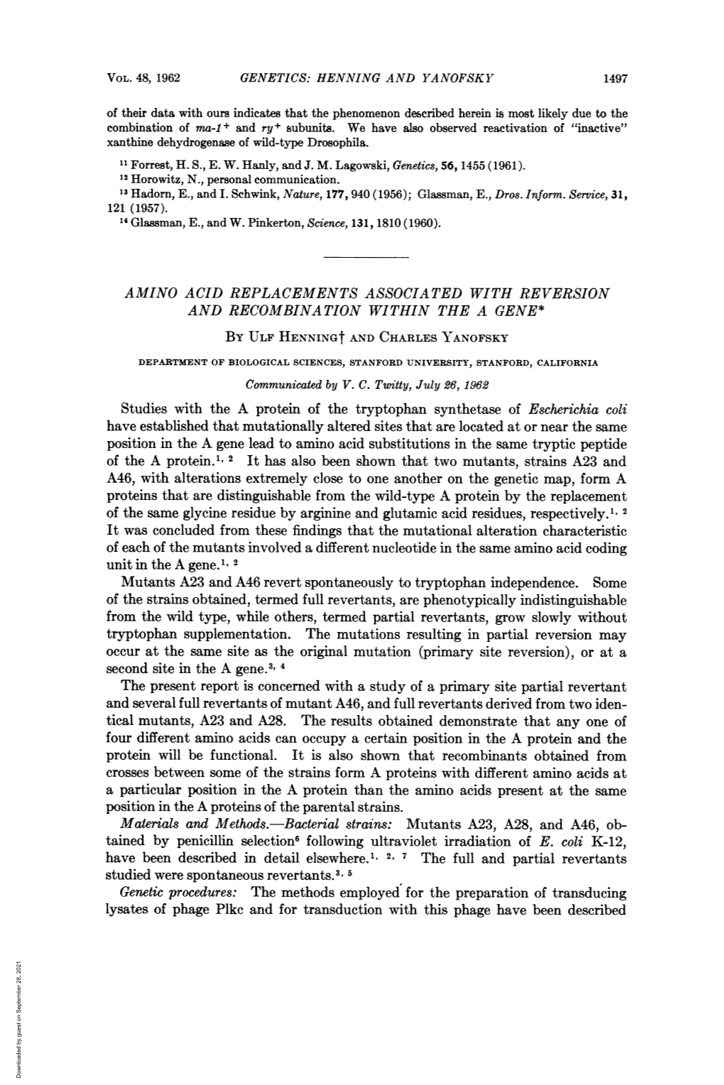 Of the Same Glycine Residue by Arginine and Glutamic Acid Residues