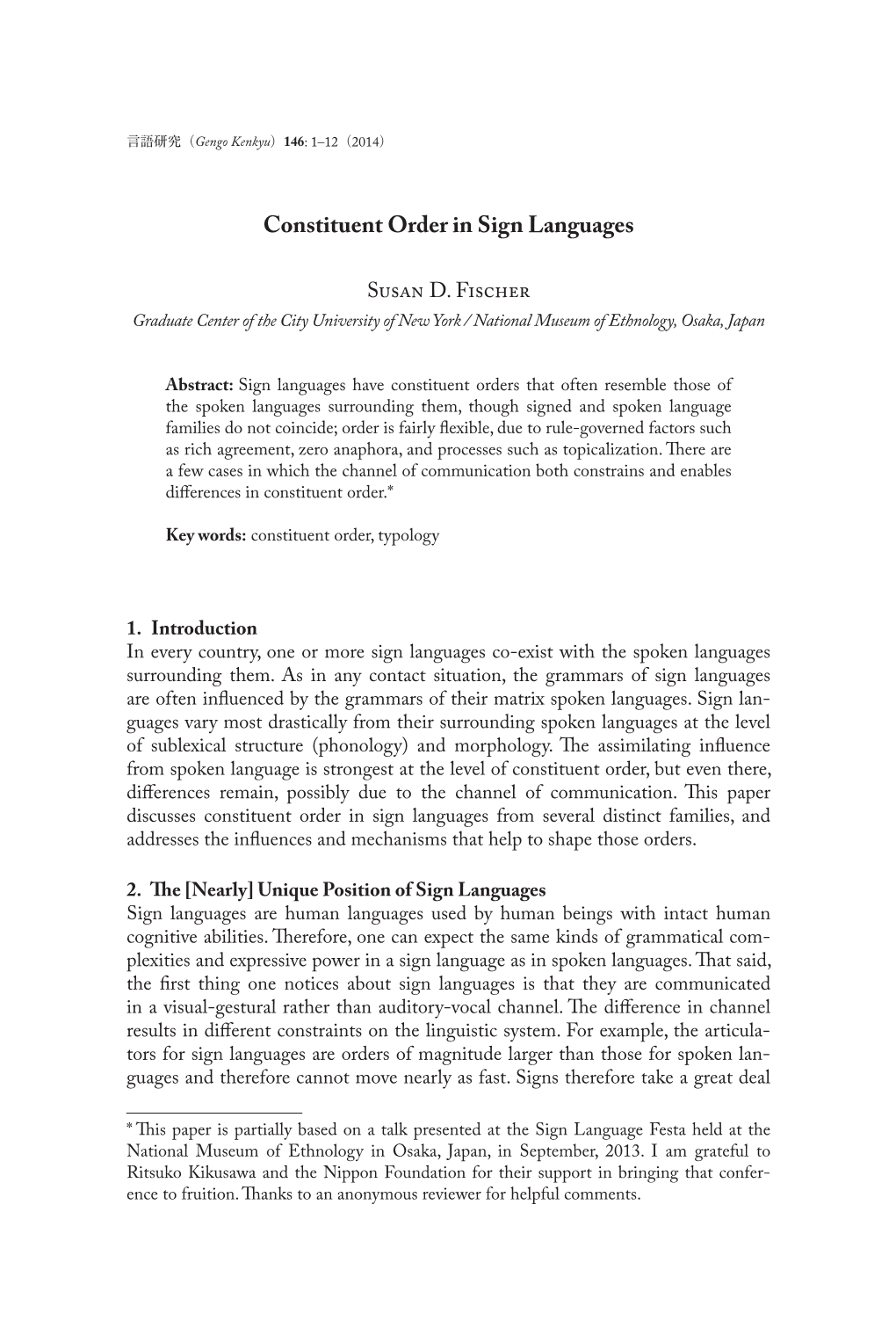 Constituent Order in Sign Languages