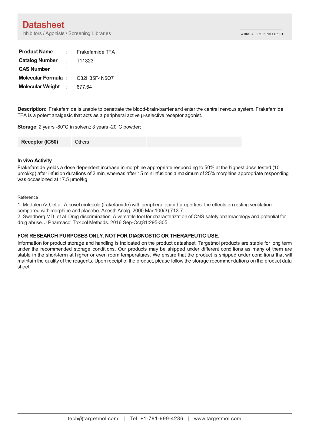 Datasheet Inhibitors / Agonists / Screening Libraries a DRUG SCREENING EXPERT