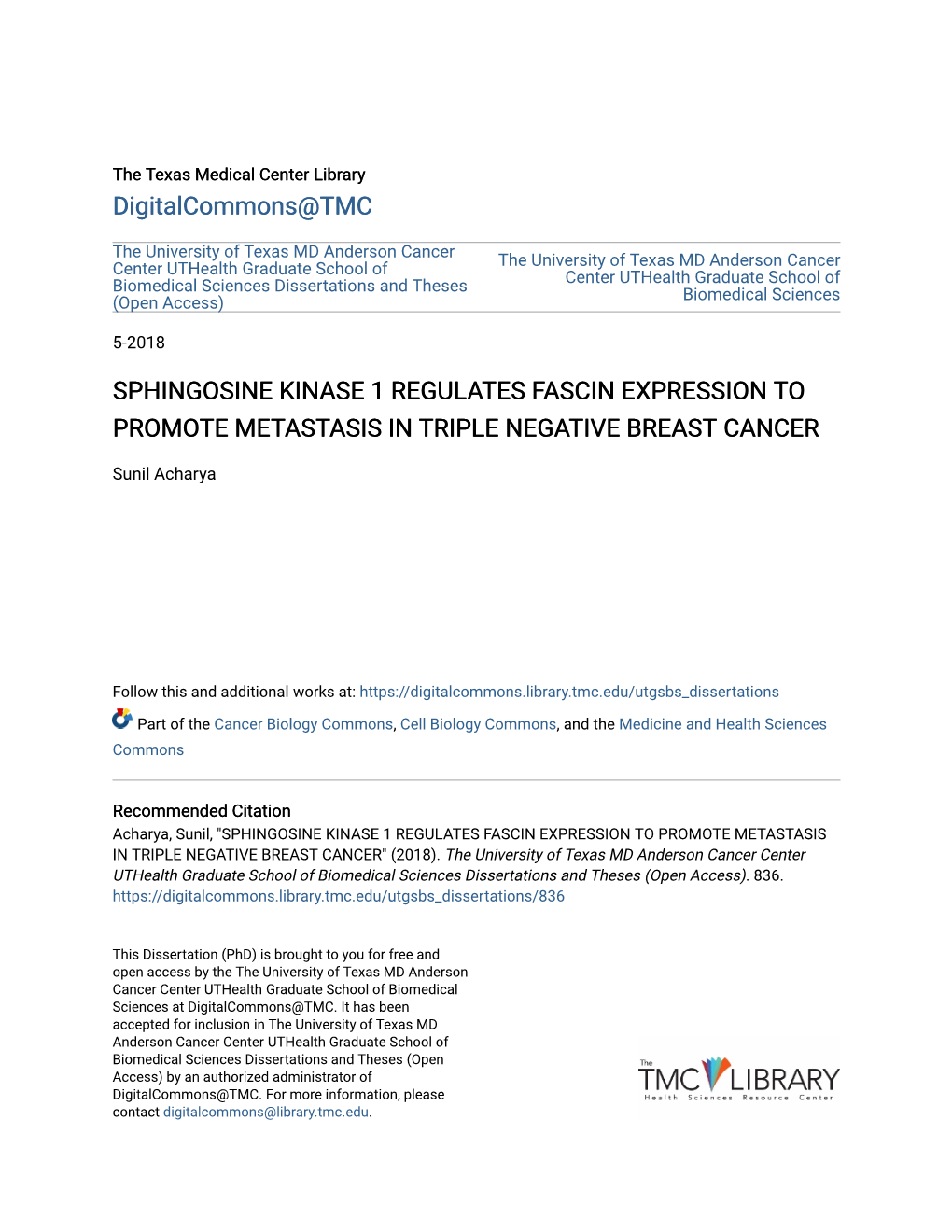 Sphingosine Kinase 1 Regulates Fascin Expression to Promote Metastasis in Triple Negative Breast Cancer