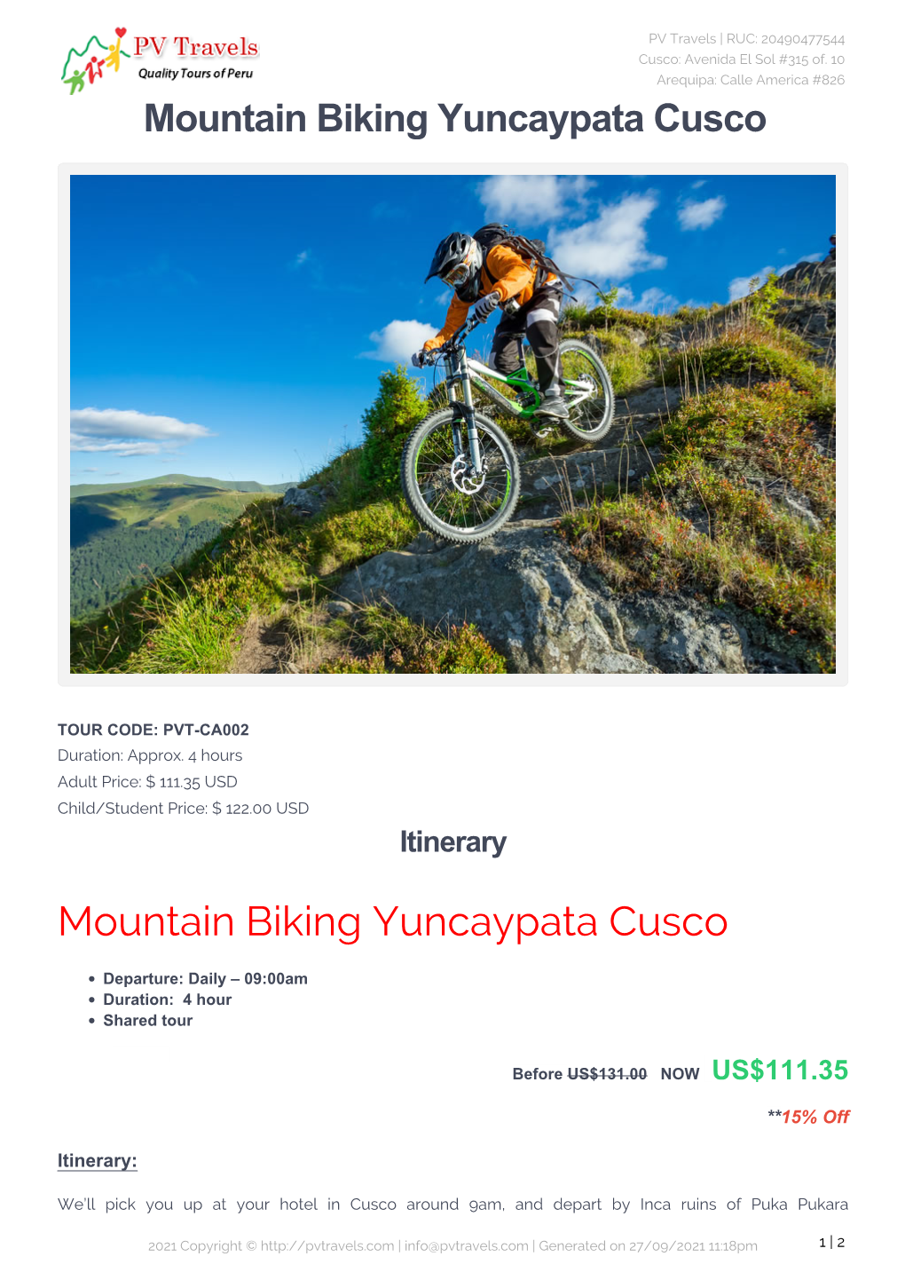 Mountain Biking Yuncaypata Cusco