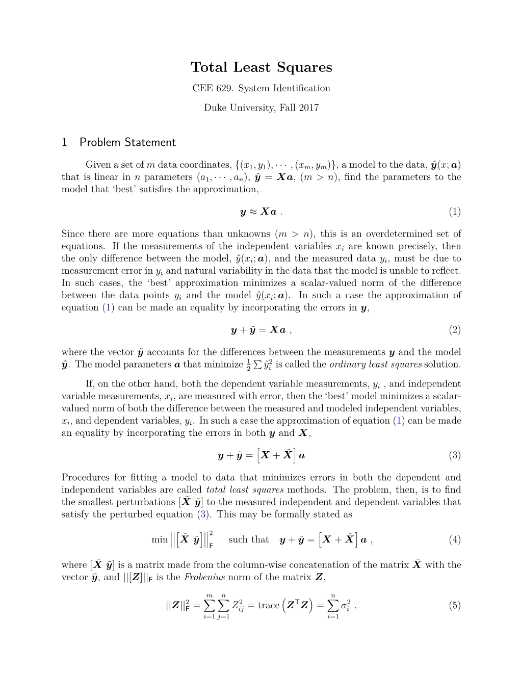 Total Least Squares CEE 629