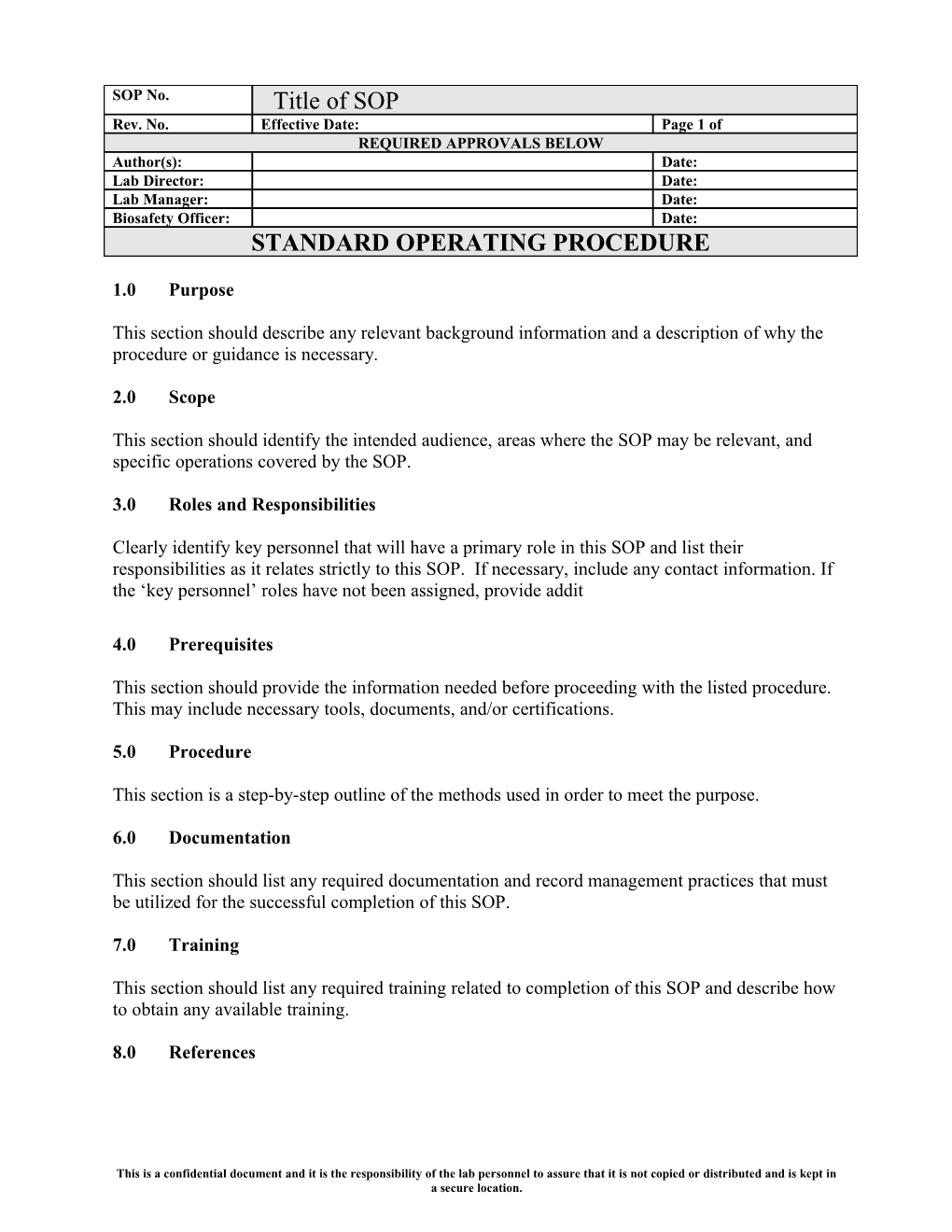 Title - Minimum Requirements for SOP