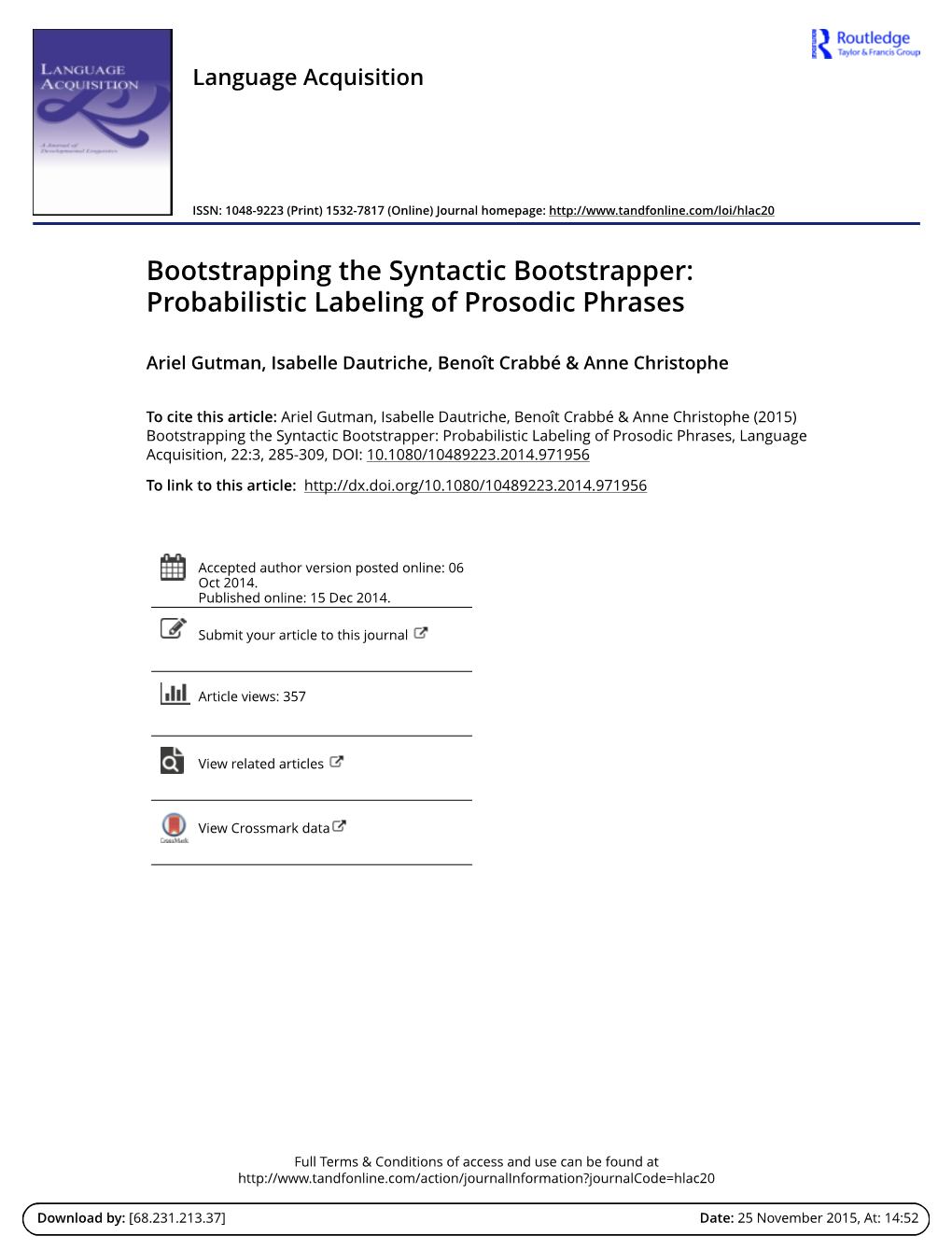 Bootstrapping the Syntactic Bootstrapper: Probabilistic Labeling of Prosodic Phrases