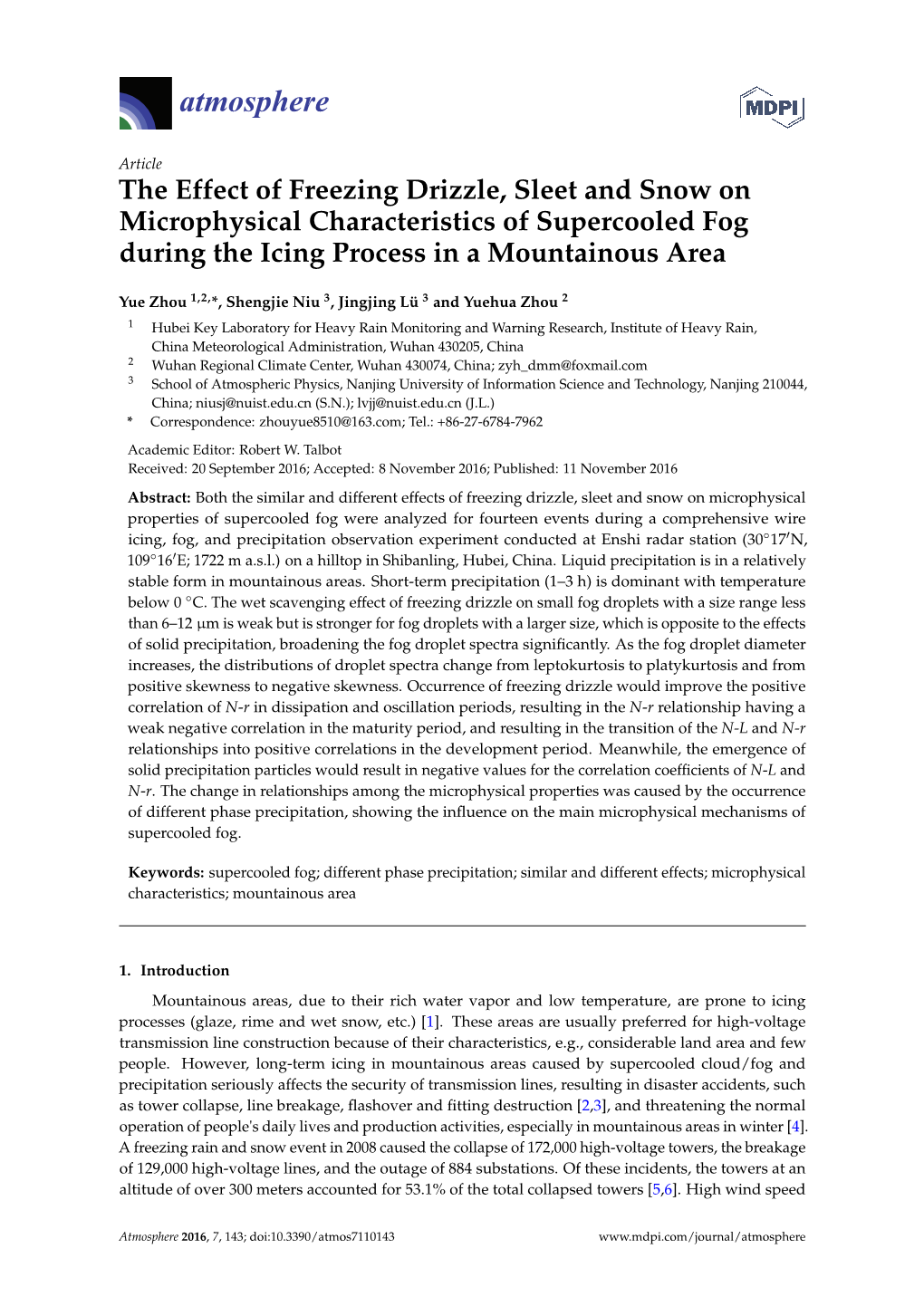 The Effect of Freezing Drizzle, Sleet and Snow on Microphysical Characteristics of Supercooled Fog During the Icing Process in a Mountainous Area