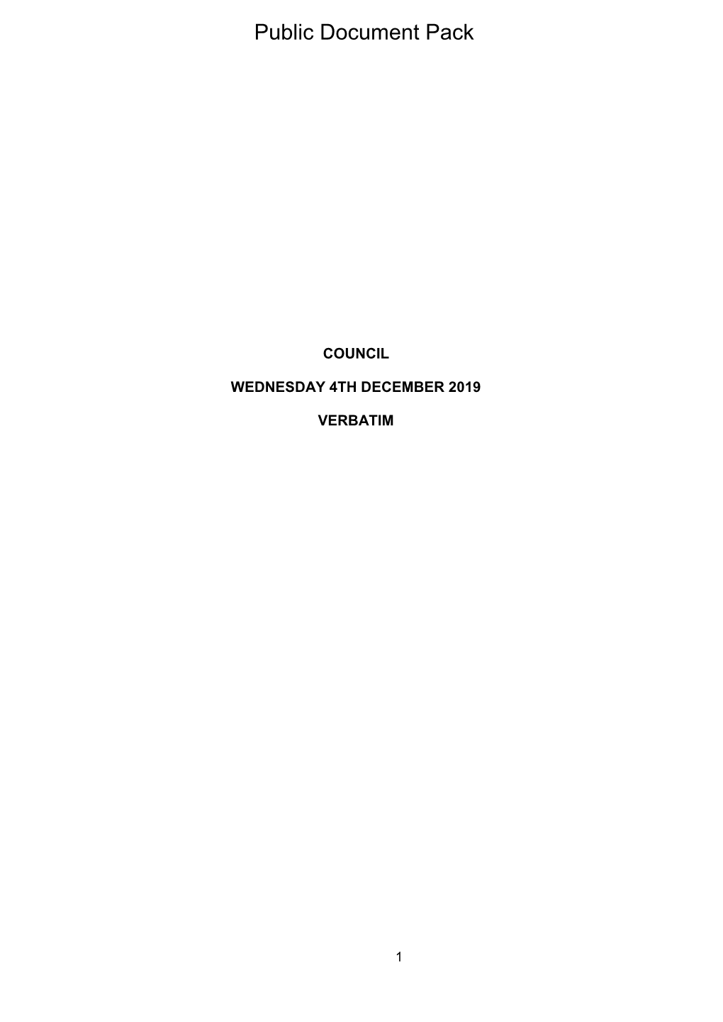 Verbatim Agenda Supplement for Council, 04/12/2019 16:00