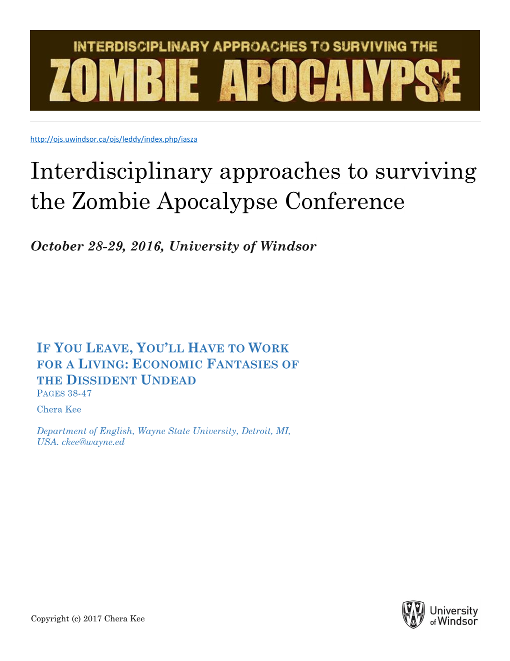 Interdisciplinary Approaches to Surviving the Zombie Apocalypse Conference