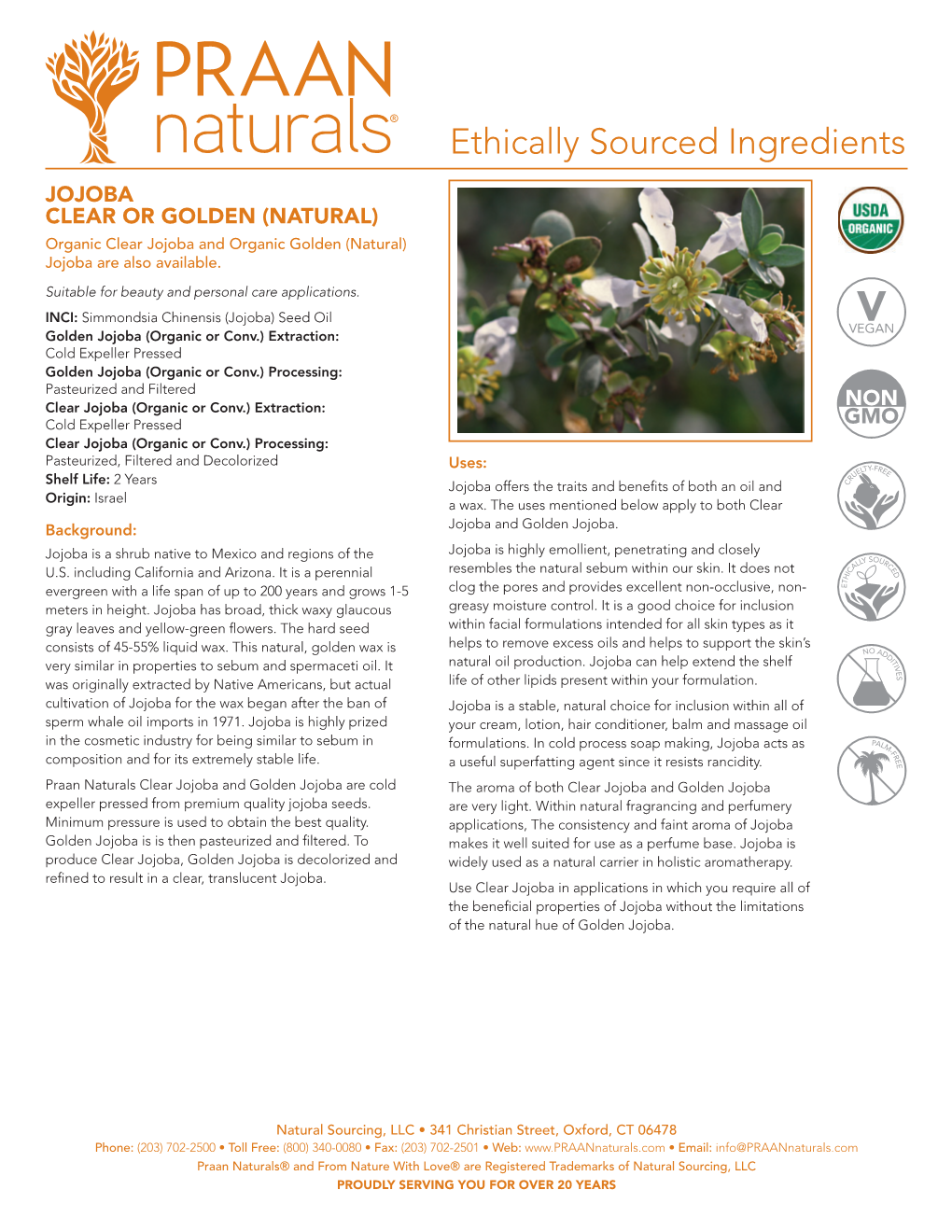 Golden and Clear Jojoba Product Literature
