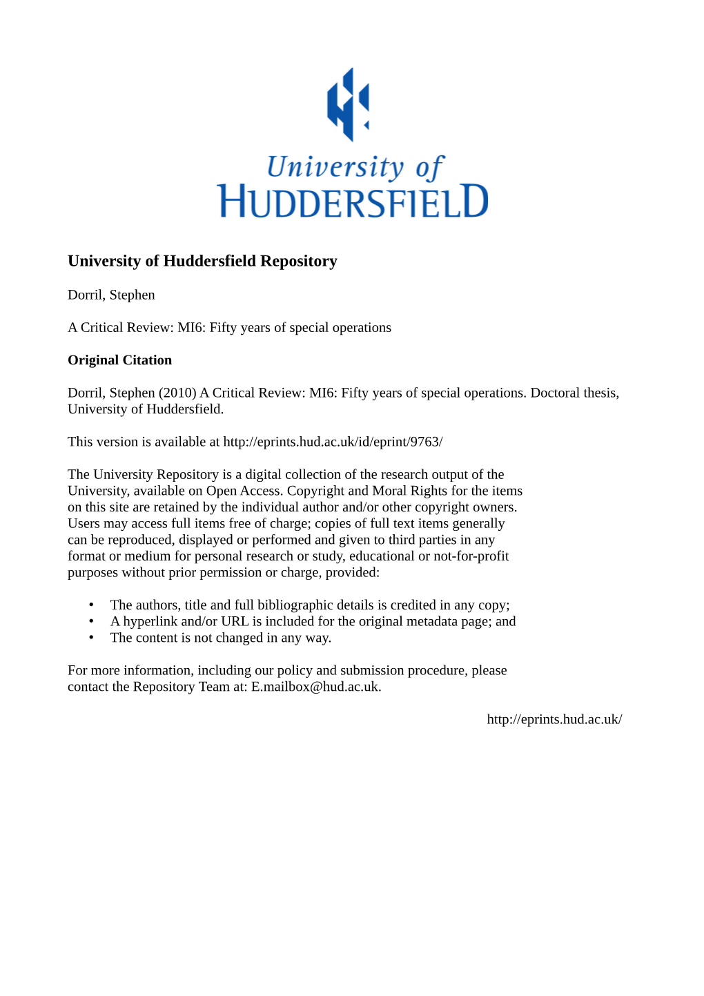 University of Huddersfield Repository