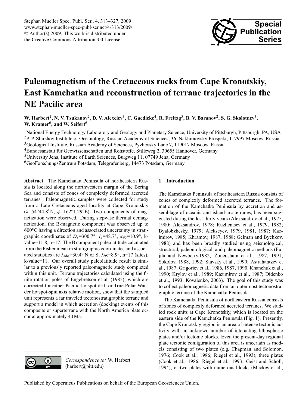 Paleomagnetism of the Cretaceous Rocks from Cape Kronotskiy, East Kamchatka and Reconstruction of Terrane Trajectories in the NE Paciﬁc Area