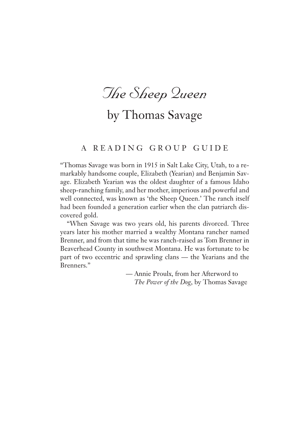 The Sheep Queen by Thomas Savage