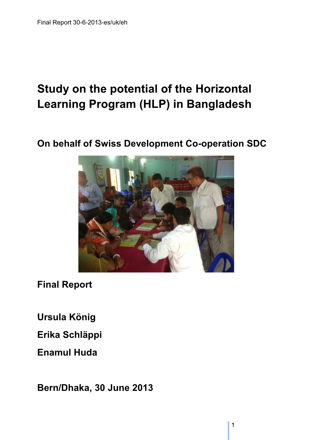 Study on the Potential of the Horizontal Learning Program (HLP) in Bangladesh